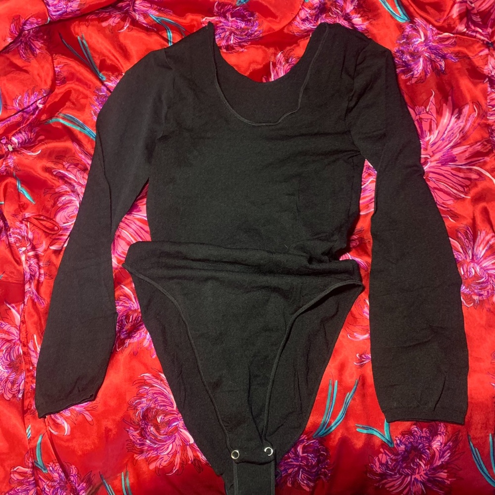 Black stretch dance bodysuit size L